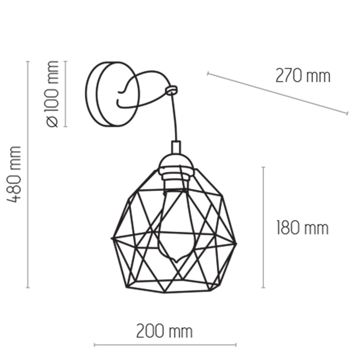 Industrialny Kinkiet Druciany Galaxy 1735 TK Lighting Metalowy Czarny