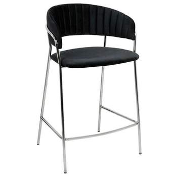 Kuchenne krzesło Margo welur nowoczesne czarne chrom
