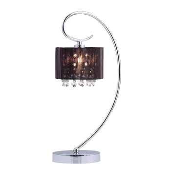 Abażurowa lampa stołowa SPAN MTM1583/1 Italux kryształki glamour crystal organza mgiełka czarny