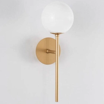 Ścienna LAMPA loft PEREZ LE41751 Luces Exclusivas okrąga OPRAWA szklany kinkiet modernistyczna kula biała złota