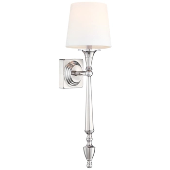 Klasyczna lampa ścienna Austin W01258NI-WH Cosmolight metal tkanina nikiel biała