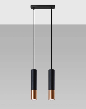 Modernistyczna LAMPA wisząca SL.0947 metalowa OPRAWA loftowy ZWIS tuby czarne miedź