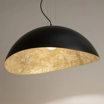 Żywicowa lampa wisząca do salonu SOLARIS 40602 Sigma czarny złoty