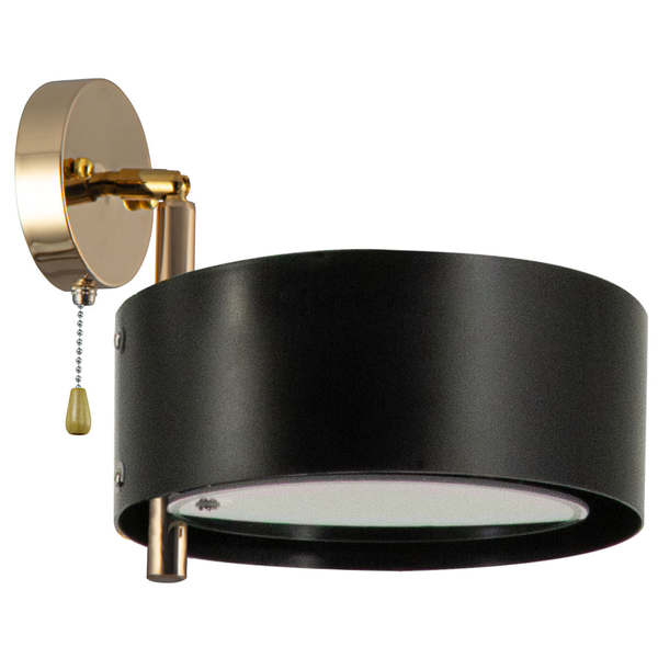 Regulowana LAMPA ścienna ELMDRS8006/1 TR BL MDECO metalowa OPRAWA loftowy kinkiet złoty czarny