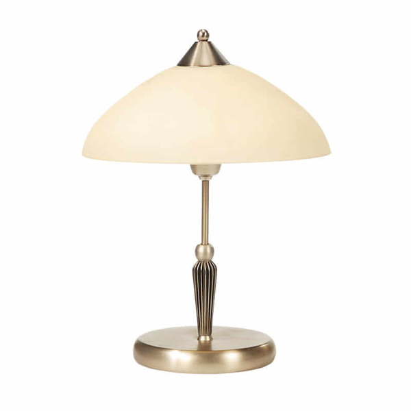 Antyczna lampa stołowa Regina 8172 do gabinetu brąz kremowa