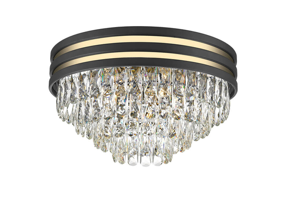 Kryształowa LAMPA sufitowa NAICA C0525-05A-P7D7 Zumaline glamour OPRAWA plafoniera crystal czarna złota