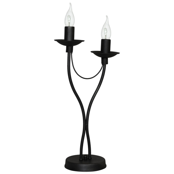 2-płomienna lampa stołowa Róża czarny świecznik na komodę