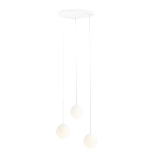 Biała lampa wisząca Bosso 1087E_R Aldex szklane kule nad łóżko balls