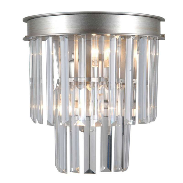 Ścienna LAMPA glamour VERDES WL-44372-2A-SLVR-BRW Italux szklana OPRAWA kryształowa pałacowa srebrna przezroczysta