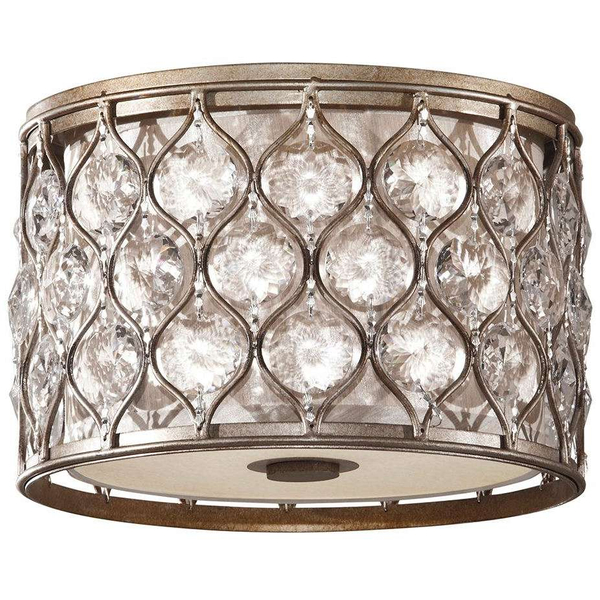 Antyczna LAMPA sufitowa FE-LUCIA-F Elstead FEISS okrągłą OPRAWA plafon glamour kryształki srebrne