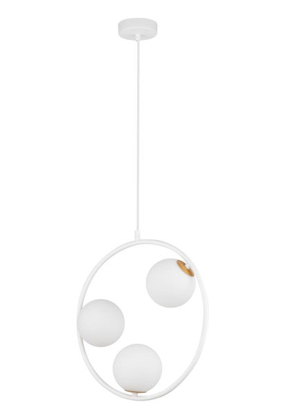 Biała lampa wisząca Ring do przedpokoju szklane kule balls