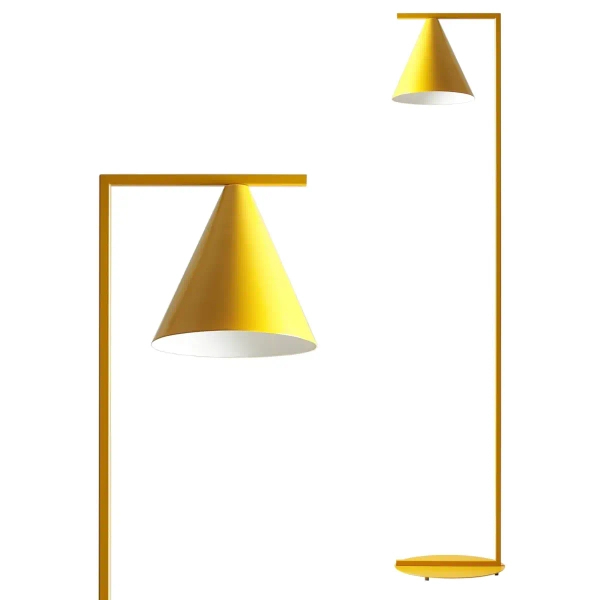 Żółta lampa podłogowa Form Floor 1108A14 Aldex metalowa do salonu