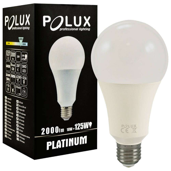 Żarówka PLATINUM 307309 Polux E27 A80 LED 20W 2000 lm 230V biała zimna 6400K