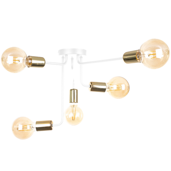 Loftowa LAMPA sufitowa KET1156 modernistyczna OPRAWA metalowe molekuły białe złote