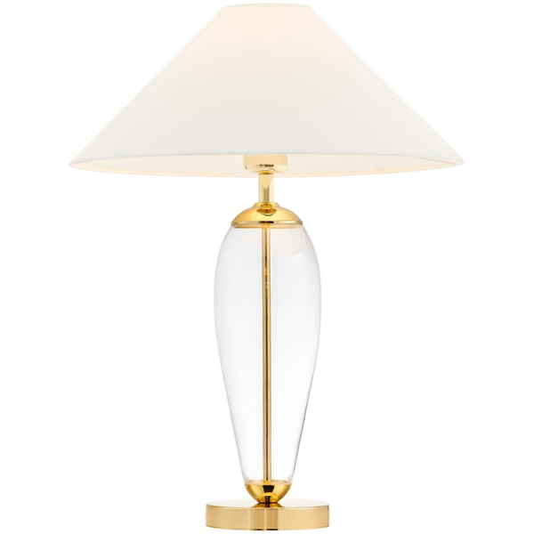 Biurkowa LAMPKA abażurowa REA 40609101 Kaspa stołowa LAMPA stojąca nocna do sypialni złota przezroczysta biała