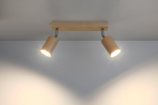 LAMPA sufitowa SOL SL702 drewniana OPRAWA ekologiczne tuby regulowane reflektorki brązowe