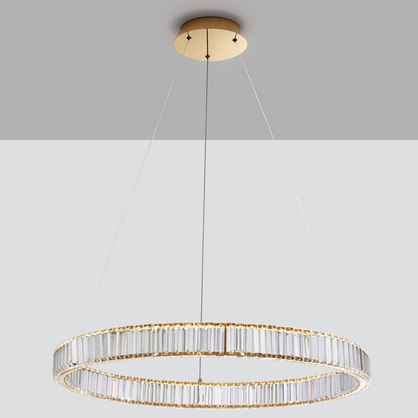 Ring lampa wisząca Bauta crystal LED 47W 3500K nad stół złota