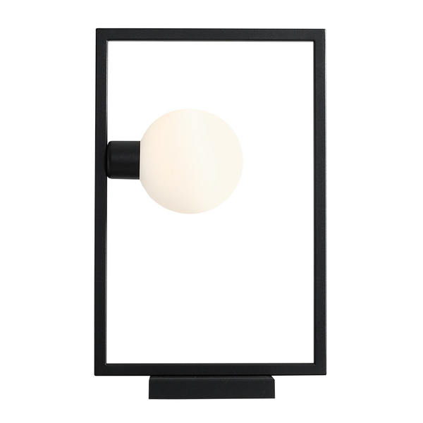 Czarna lampa stołowa Frame szklana kula minimalistyczna