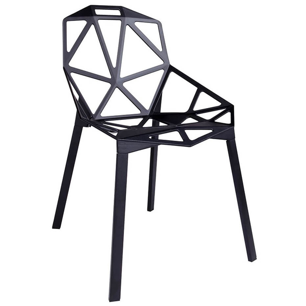 Ażurowe krzesło Split Premium do pokoju czarne metalowe