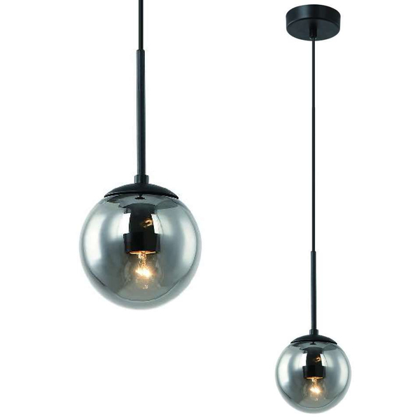 Loftowa LAMPA wisząca Bao Nero I Fume Orlicki Design szklana OPRAWA zwis kula ball przydymiona czarna