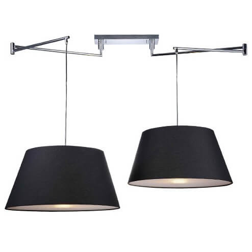 2-punktowa lampa wisząca Natalia nad łóżko chrom czarna