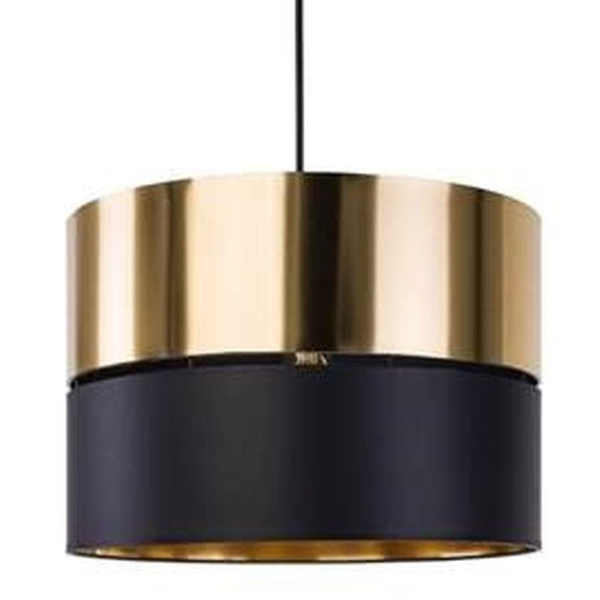 Okrągła lampa glamour wisząca Hilton 3428 TK Lighting tkanina czarna złota