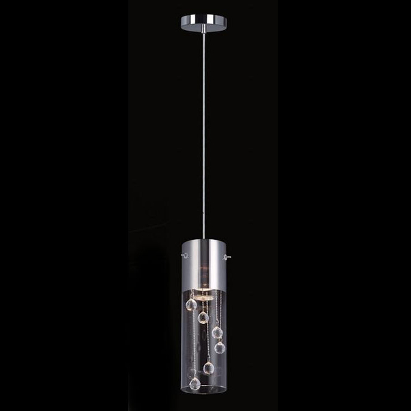 LAMPA wisząca CORDELL MDM1835-1 Italux szklana OPRAWA z kryształkami ZWIS tuba crystal chrom przezroczysta