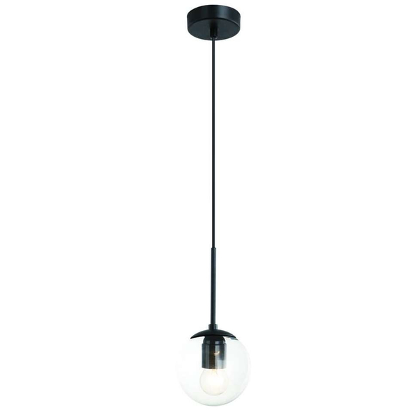 Wisząca LAMPA loftowa Bao Nero I Claro Orlicki Design szklana OPRAWA zwis kula ball przezroczysta czarna