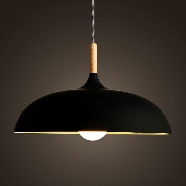 LAMPA wisząca KKST-5219 BLACK metalowa OPRAWA zwis drewno czarny