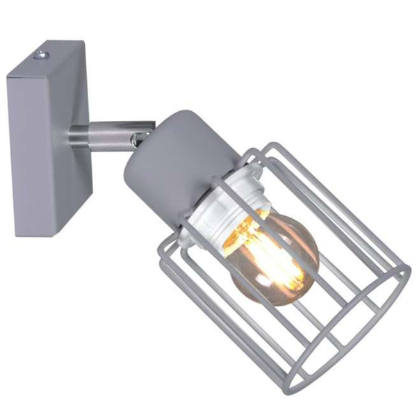 Kinkiet LAMPA ścienna K-4580 Kaja loftowa OPRAWA regulowany reflektorek metalowy druciany szara