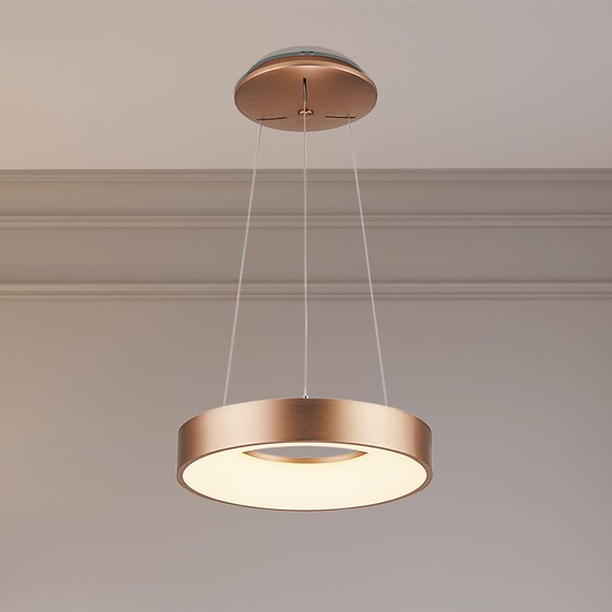 LAMPA wisząca CARMELLA 5054 Rabalux okrągła OPRAWA metalowa ZWIS LED 50W 4000K pierścień ring złota