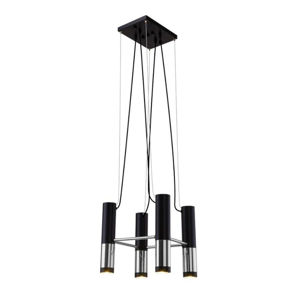 Nowoczesna lampa wisząca KAVOS metalowe tuby do salonu czarne mosiądz