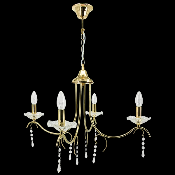 Złoty żyrandol glamour ELM1870/4 TR do jadalni nad stół crystals