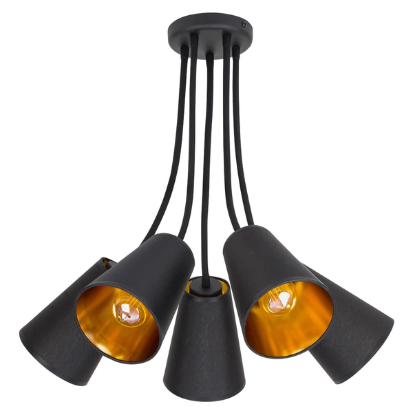 Wielopunktowa lampa sufitowa Wire 828 TK Lighting z kloszem czarna złota