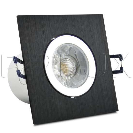 Oczko LAMPA kwadratowa STAR 301796 Polux aluminiowa OPRAWA sufitowa LED 5,5W 3000K biała ciepła IP40 paco czarny szczotkowany