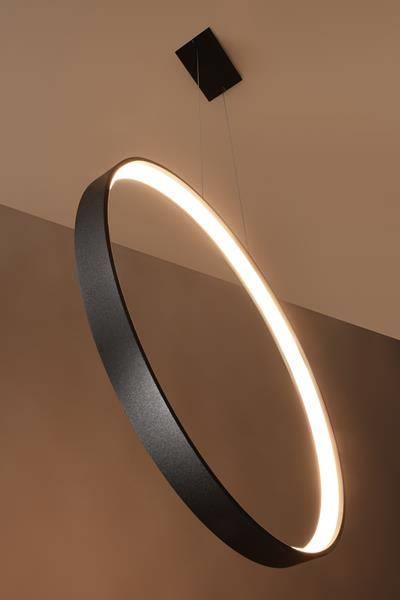 LAMPA wisząca RIO TH.122 Thoro metalowa OPRAWA okrągły ZWIS LED 70W 3000K pierścień ring czarny