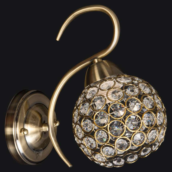 Kinkiet LAMPA ścienna VEN K-A 1537/1 dekoracyjna OPRAWA metalowa glamour crystal patyna przezroczysta