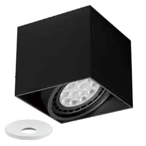 Downlight LAMPA sufitowa Cardi I Nero + Ufo Bianco Orlicki Design sześcienna OPRAWA metalowa kostka czarna biała