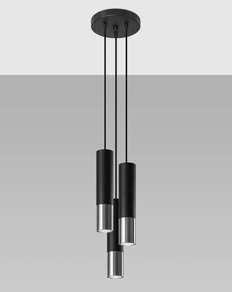 Modernistyczna LAMPA wisząca SOL SL943 metalowa OPRAWA loftowy ZWIS tuby kaskada czarna chrom