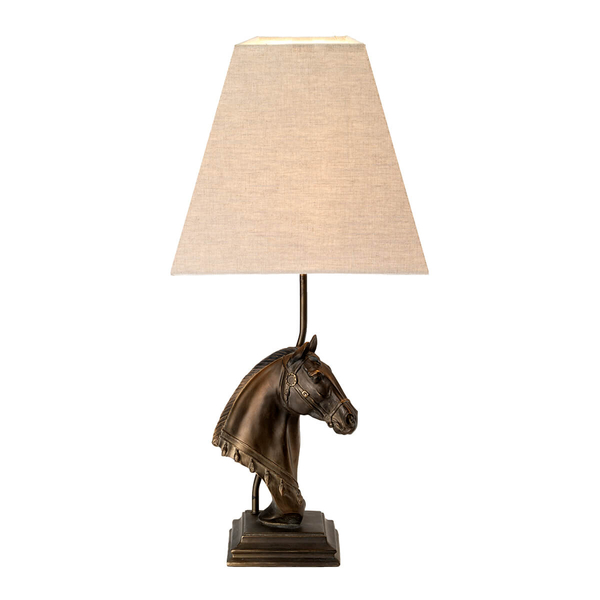 Abażurowa lampa nocna DL-ECLIPSE-TL horse do sypialni brąz