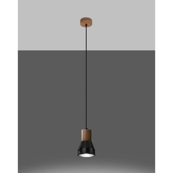 Wisząca lampa loftowa SL.0963 do jadalni czarna drewniana