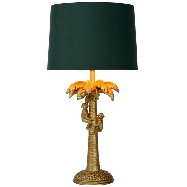 Dekoracyjna LAMPA biurkowa EXTRAVAGANZA COCONUT 10505/81/02 Lucide abażurowa LAMPKA orientalna na stół małpki zielone złote