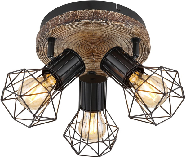 Lampa sufitowa Priska 54017W-3 hygge regulowana drewno czarna