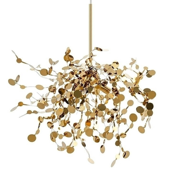 Złota lampa wisząca Monete nowoczesna do salonu monety