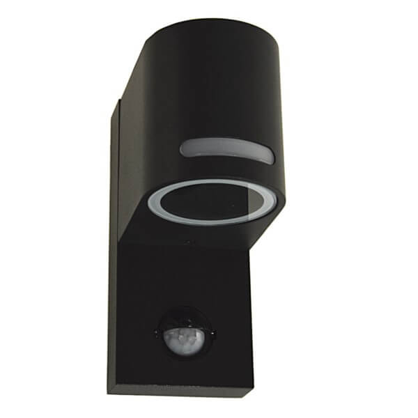 Zewnętrzna lampa ścienna Revor z detektorem ruchu czarna