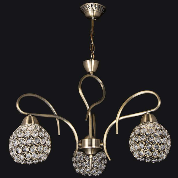 Dekoracyjna LAMPA wisząca VEN W-A 1537/3 metalowa OPRAWA glamour ZWIS na łańcuchu crystal patyna przezroczysty