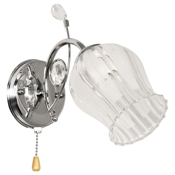 Kinkiet LAMPA ścienna VEN K-K 1466/1 klasyczna OPRAWA z kryształkami chrom przezroczysty