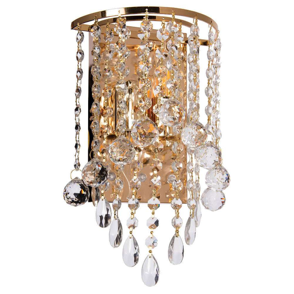 Kinkiet LAMPA ścienna VEN K-E 1346/2 GD kryształowa OPRAWA glamour LED 9W 4000K crystal przezroczysta złota