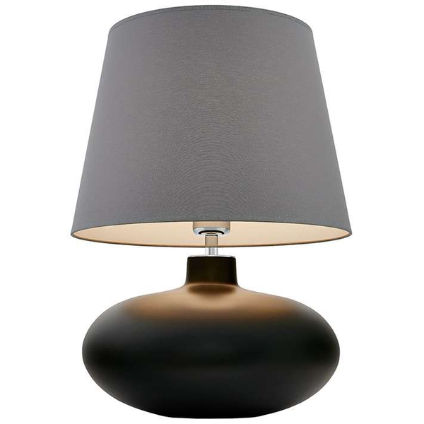 Klasyczna LAMPA stołowa SAWA 40590108 Kaspa abażurowa LAMPKA biurkowa do sypialni nocna stojąca grafitowa matowa szara