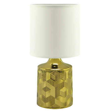 Abażurowa LAMPKA stojąca LINDA 03786 Ideus stołowa LAMPA ceramiczna wzorki   biała złota